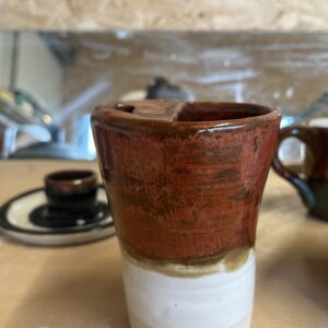 Copper and white travel mug